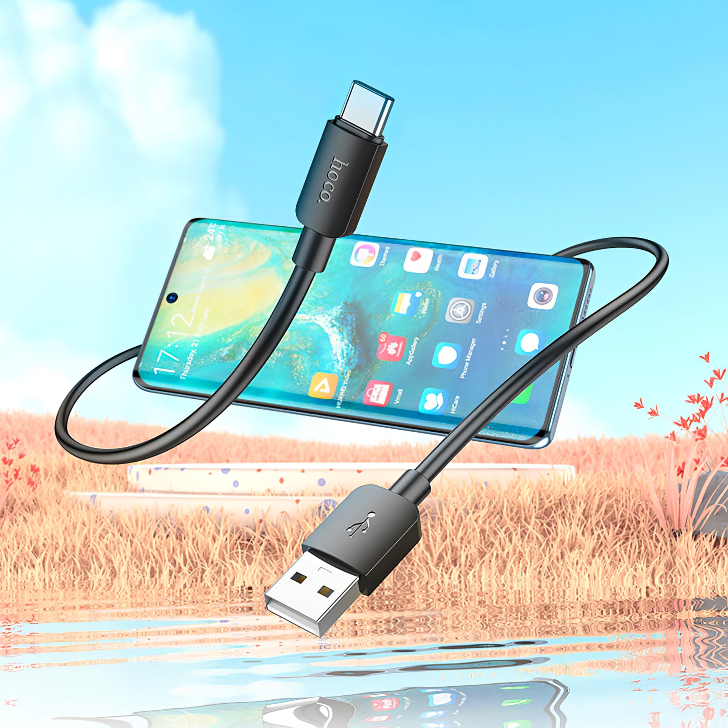 Kabel do danych i ładowania USB-A - USB-C HOCO X96, 27W, 0,25m, Czarny