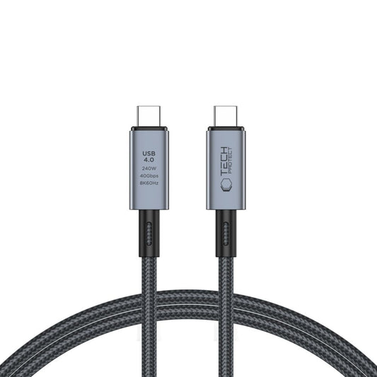 Kabel USB-C do ładowania i transmisji danych - USB-C Tech-Protect Ultraboost Max, 240 W, 1 m, szary 