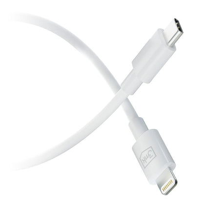 Kabel do ładowania i transmisji danych USB-C - Lightning 3MK Hyper, 20 W, 1,2 m, biały 