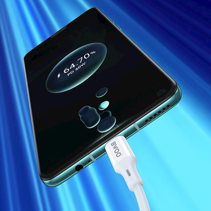 Kabel do danych i ładowania USB-C - USB-C BWOO X282, 60W, 1m, Biały
