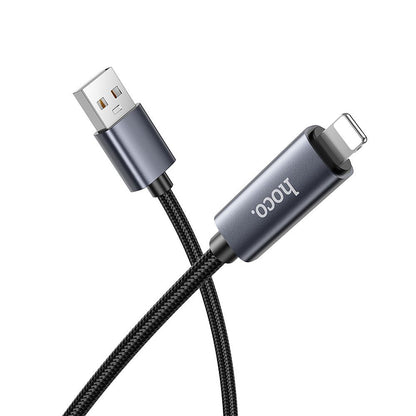 Kabel do danych i ładowania USB-A - Lightning HOCO Display X112, 18W, 1m, Czarny