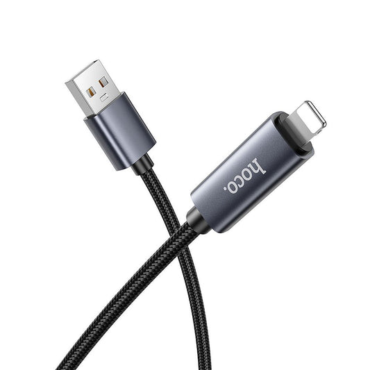 Kabel do danych i ładowania USB-A - Lightning HOCO Display X112, 18W, 1m, Czarny