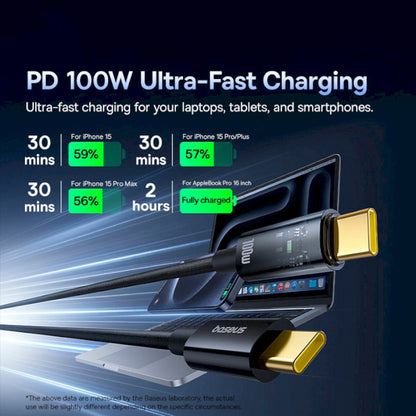 Kabel do danych i ładowania USB-C - USB-C Baseus Explorer, 100W, 1m, Czarny P10319703111-00