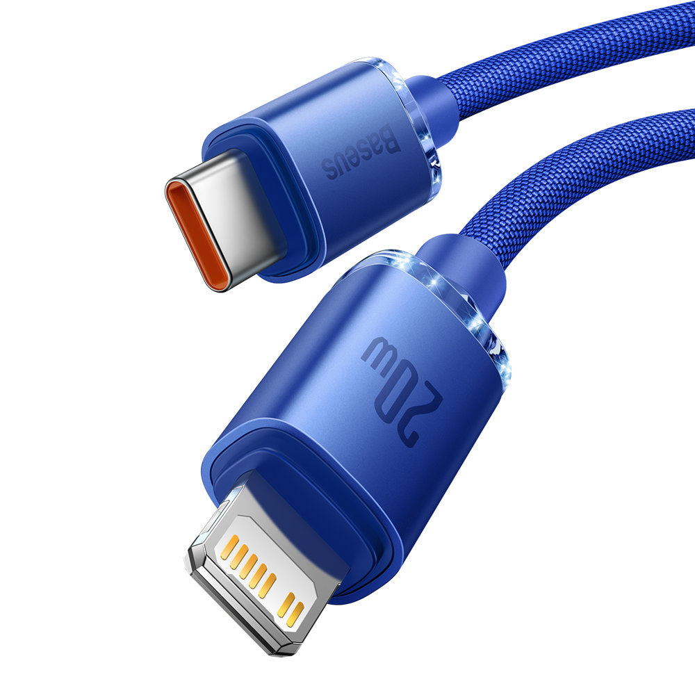 Kabel do danych i ładowania USB-C - Lightning Baseus Crystal Shine Series, 20W, 1.2m, Niebieski CAJY000203