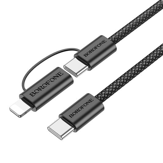 Kabel do danych i ładowania USB-C - Lightning / USB-C Borofone BX104 Primo 2w1, 60W, 1m, Czarny