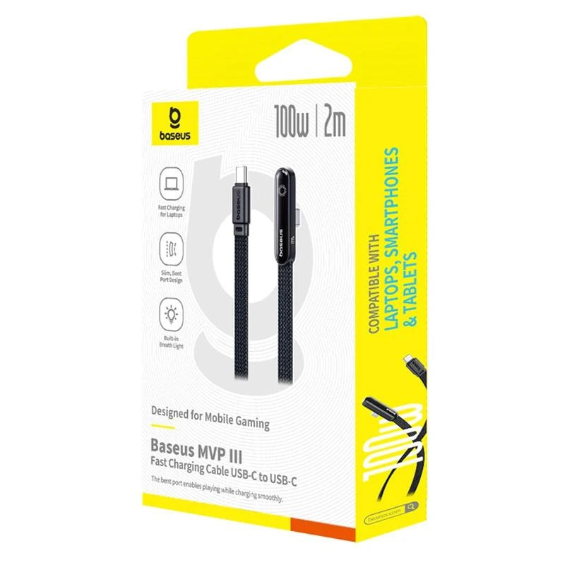 Kabel do danych i ładowania USB-C - USB-C Baseus MVP 3, 100W, 2m, Czarny P10382500121-01