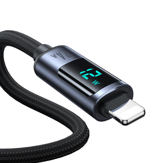 Kabel do danych i ładowania USB-A - Lightning Joyroom S-A16 Prism Display, 12W, 1.2m, Czarny