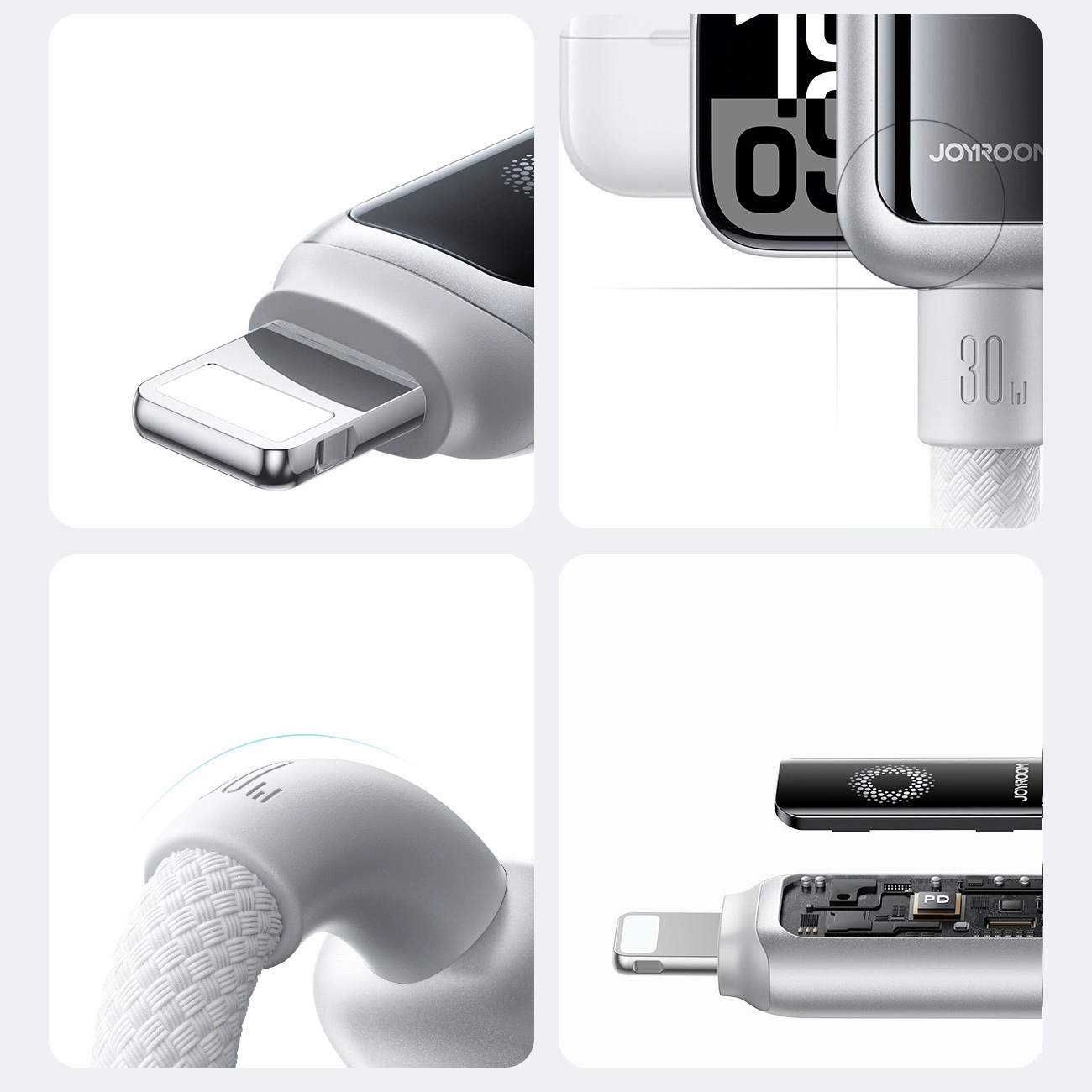 Kabel do danych i ładowania USB-C - Lightning Joyroom S-A55 StarFlight Display, 30W, 1.2m, Biały