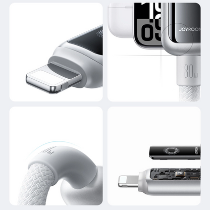 Kabel do danych i ładowania USB-C - Lightning Joyroom S-A55 StarFlight Display, 30W, 1.2m, Biały