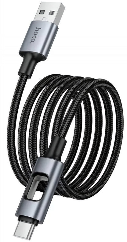 Kabel do danych i ładowania USB-A - USB-C HOCO U144 Led, 18W, 1.2m, Czarny