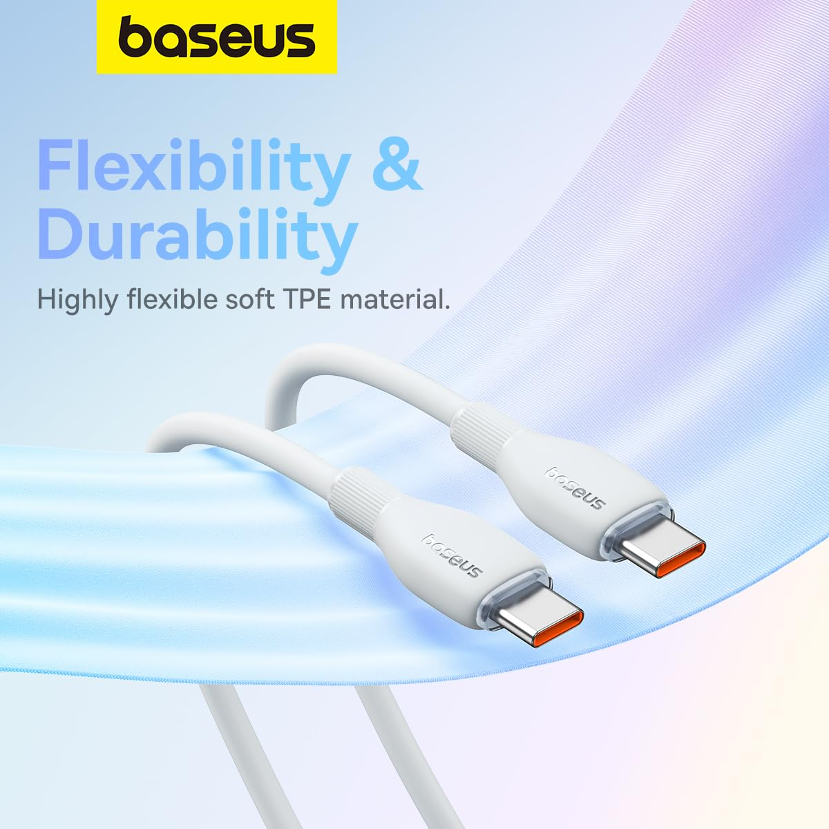 Kabel do danych i ładowania USB-C - USB-C Baseus Pudding, 100W, 1.2m, Biały P10355702221-00