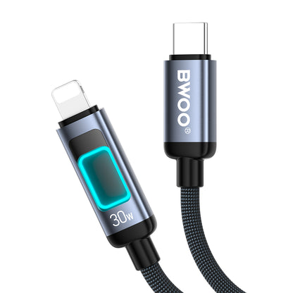 Kabel do danych i ładowania USB-C - Lightning BWOO X324CL Display, 30W, 1m, Czarny