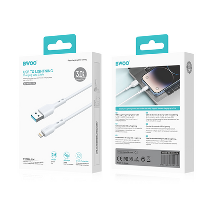 USB-A to Lightning Data and Charging Cable BWOO BO-X172L-2M, 15W, 2m, White
