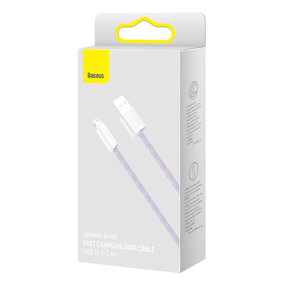 Kabel do przesyłu danych i ładowania USB-A - Lightning Baseus Dynamic Series, 18W, 2m, Fioletowy CALD000505