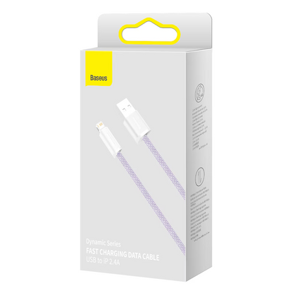 Kabel do przesyłu danych i ładowania USB-A - Lightning Baseus Dynamic Series, 18W, 2m, Fioletowy CALD000505