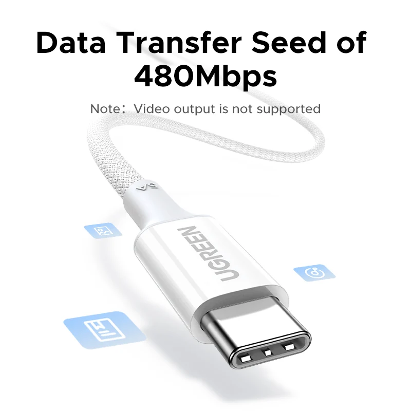 Kabel do przesyłu danych i ładowania USB-C - USB-C UGREEN L502 (35221), 100W, 2m, biały
