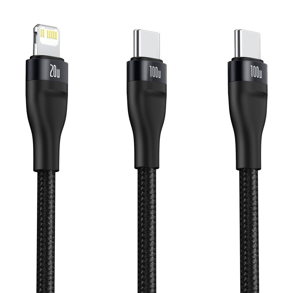 Kabel do danych i ładowania USB-C - Lightning / USB-C Baseus Flash Series 2w1, 100W, 1.2m, Czarny CA1T2-F01
