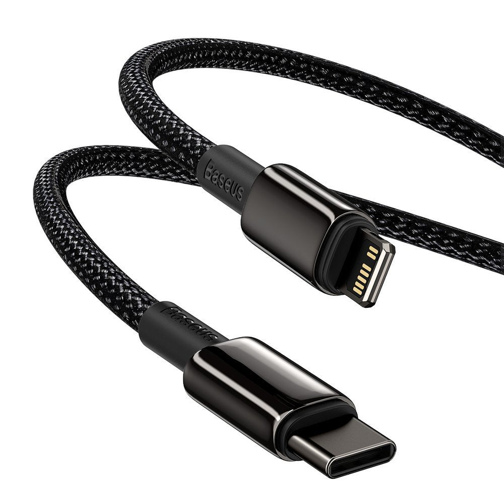 Kabel do ładowania i transmisji danych USB-C - Lightning Baseus Tungsten Tungsten Gold, 20 W, 2 m, czarny CATLWWJ-A01