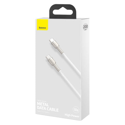 Kabel USB-C do ładowania i transmisji danych - USB-C Baseus Cafule, 100 W, 2 m, biały CATJK-D02 