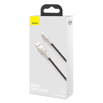 Kabel do danych i ładowania USB-A - Lightning Baseus Cafule Metal Series, 18W, 2m, Czarny CALJK-B01