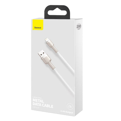 Kabel do ładowania i transmisji danych USB-A - Lightning Baseus Cafule Metal Series, 18W, 1m, biały CALJK-A02