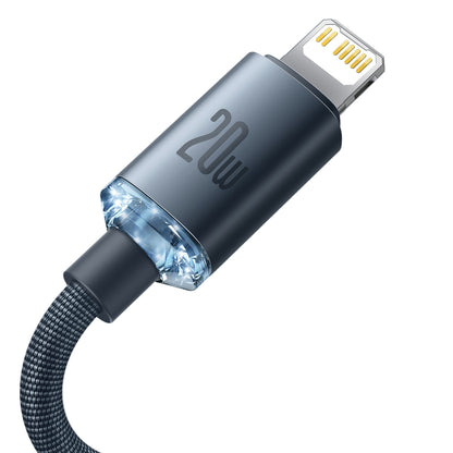 Kabel Baseus Crystal Shine Series USB-C - Lightning do ładowania i transmisji danych, 20 W, 1,2 m, czarny CAJYY000201