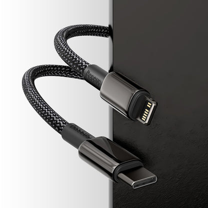 Kabel do ładowania i transmisji danych USB-C - Lightning Baseus Tungsten Tungsten Gold, 20 W, 1 m, czarny CATLWJ-01 CATLWJ-01