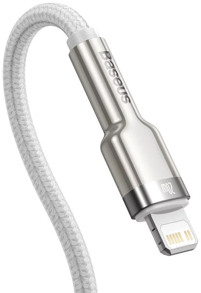 Kabel do danych i ładowania USB-C - Lightning Baseus Cafule Metal Series, 20W, 2m, Biały CATLJK-B02