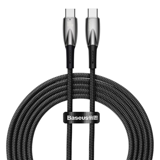 Kabel USB-C do ładowania i transmisji danych - USB-C Baseus Glimmer Series, 100 W, 2 m, czarny CAJY000503 