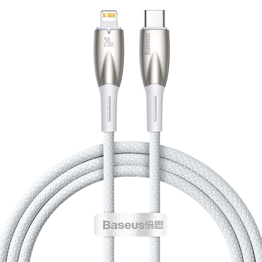 Kabel Baseus Glimmer Series USB-C - Lightning do ładowania i transmisji danych, 20 W, 1 m, biały CADH000002 