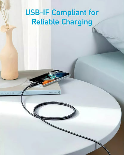 Kabel do danych i ładowania USB-C - USB-C Anker 322, 60W, 0,9m, Czarny A81F5G11