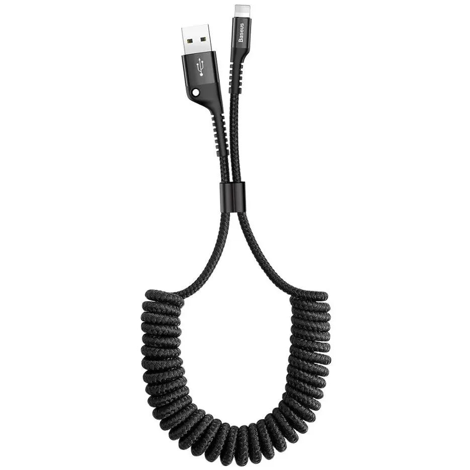 Kabel do ładowania i transmisji danych USB-A - Lightning Baseus Fish Eye Spring, 18W, 1m, czarny CALSR-01 CALSR-01