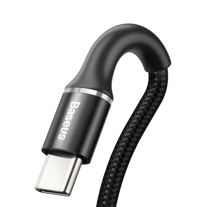 Kabel USB-A do USB-C Baseus Halo do transmisji danych i ładowania, 18 W, 3 m, czarny 