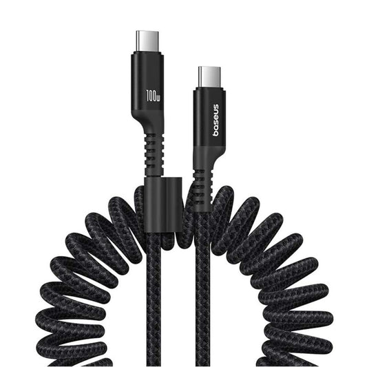 Kabel USB-C - USB-C Baseus Fish Eye Spring, 100W, 1m, Czarny P10320203111-00
