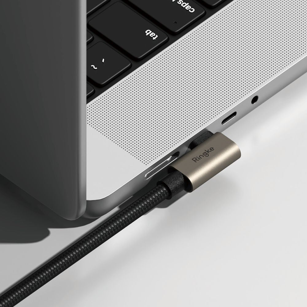Kabel USB-C - USB-C Ringke 2X2 Angled do danych i ładowania, 240W, 1m, Czarny
