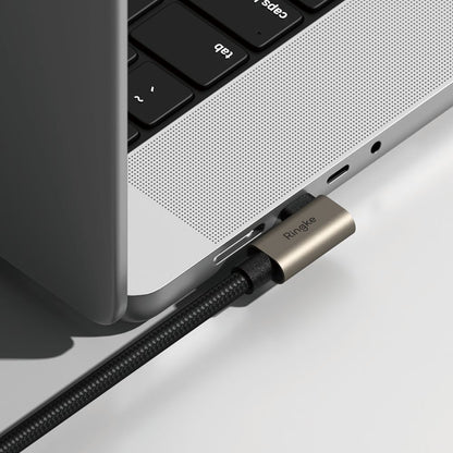 Kabel USB-C - USB-C Ringke 2X2 Angled do danych i ładowania, 240W, 2m, Czarny