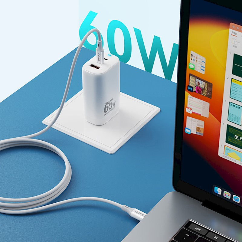 Kabel do danych i ładowania USB-C - USB-C BWOO X282, 60W, 1m, Biały