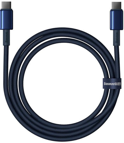 Kabel do danych i ładowania USB-C - USB-C Baseus Tungsten Gold, 100W, 2m, Granatowy P10319800321-04