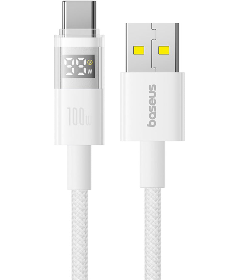 Kabel do danych i ładowania USB-A - USB-C Baseus Display 2, 100W, 1m, Biały P10382701211-00