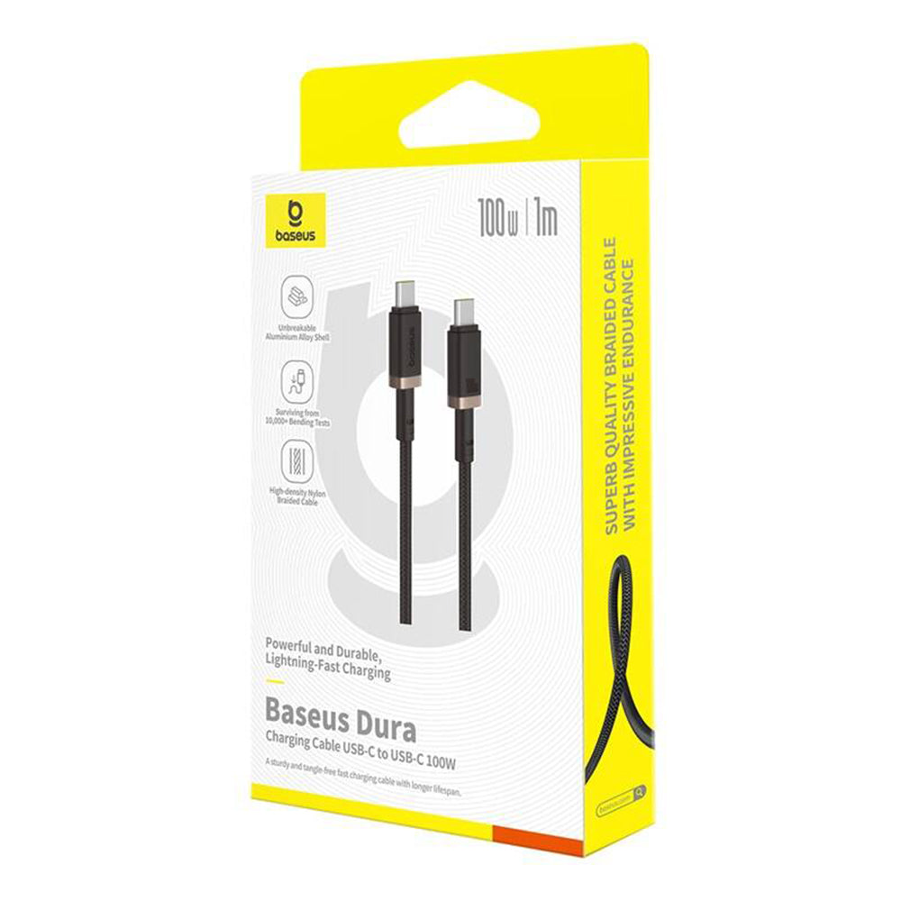 Kabel do danych i ładowania USB-C - USB-C Baseus Dura Series, 100W, 1m, Złoty P10377803U01-00