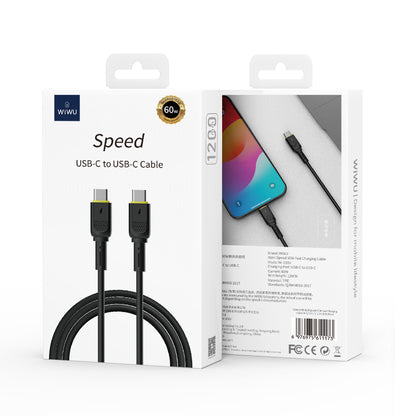 Kabel do danych i ładowania USB-C - USB-C WiWu Wi-C034, 60W, 1.2m, Czarny
