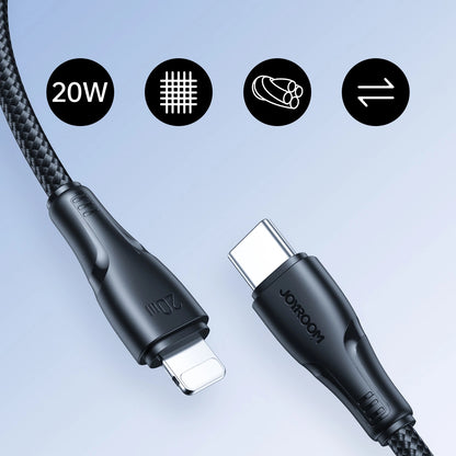 Kabel do danych i ładowania USB-C - Lightning Joyroom S-A11, 20W, 0,25m, Czarny