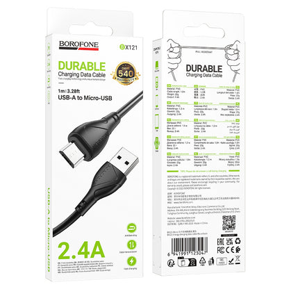 Kabel do danych i ładowania USB-A - microUSB Borofone BX121 Energy, 18W, 1m, Czarny