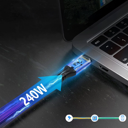 Kabel do danych i ładowania USB-C - USB-C WZK WPS-UY42S, 240W, 2m, Czarny