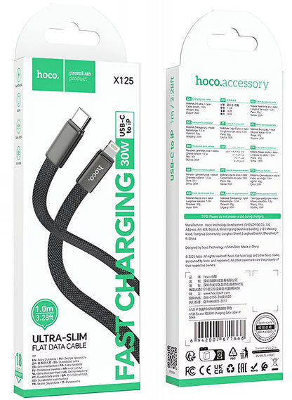 Kabel do danych i ładowania USB-C - Lightning HOCO X125, 30W, 1m, Czarny