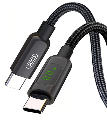 Kabel do danych i ładowania USB-C - USB-C XO Design NB-Q203B Display, 60W, 1m, Czarny