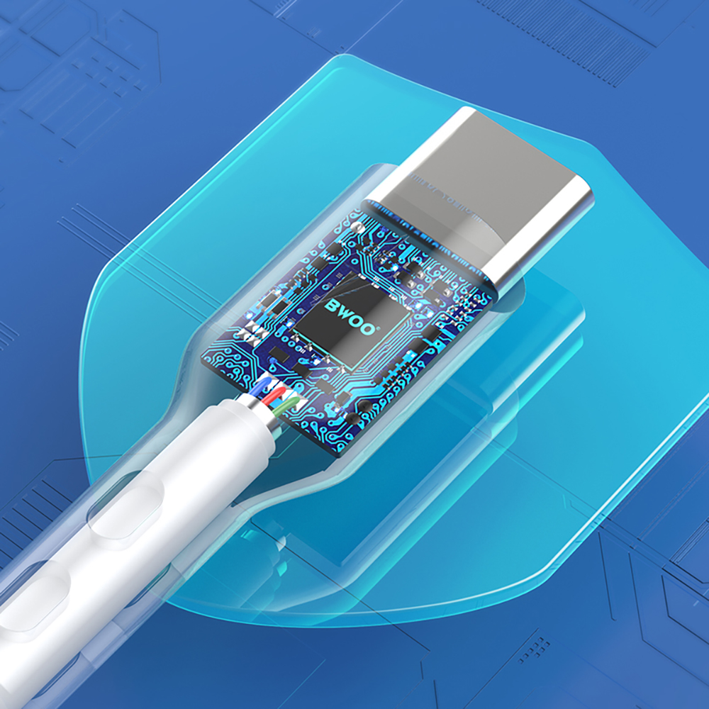 Kabel do danych i ładowania USB-A - USB-C BWOO X172C, 60W, 1m, Biały