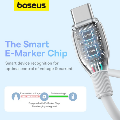 Kabel do danych i ładowania USB-C - USB-C Baseus Pudding, 100W, 1.2m, Biały P10355702221-00