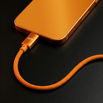 Kabel do przesyłu danych i ładowania USB-C - USB-C Forever Saffron, 60W, 1m, Pomarańczowy