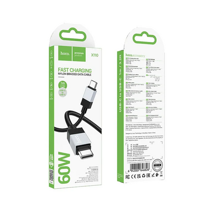 Kabel do przesyłu danych i ładowania USB-C - USB-C HOCO X110, 60W, 1m, Czarny